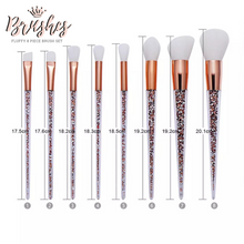 Load image into Gallery viewer, Rose gold super fluffy 8pc makeup brushes set
